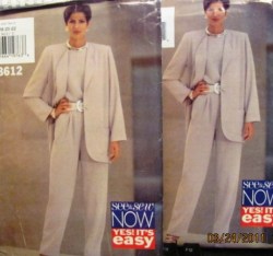 3612 BUTTERICK  EZ LONGER JACKET,  TAPER PANTS, TOP PATTERN 6-10,12-16,18-22 CHOICE