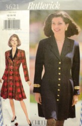 3621 EZ LS BUTTON FLARE COAT-DRESS LENGTHS PATTERN 12-16