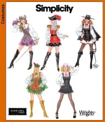 3629 SIMPLICITY SASSY MUSKETEER, ZORRO, BUGSY COSTUME PATTERN 6-12, 14-20 UNCUT