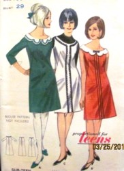 3635  Butterick EASY 60s PRE TEEN A-DRESS, JUMPER PATTERN 10 29''B or 12 Teen 32B Choice uncut
