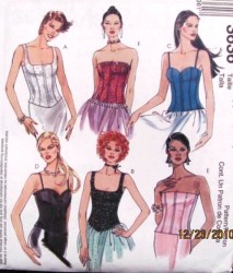 3636 BUSTIER CORSET SEAM TOP STRAPS/OVERLAY OR NOT PATTERN 6-10