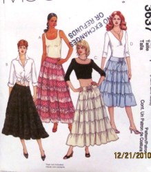 3637 MCCALLS LONG FLARE YOKE TIER LACED SKIRT LENGTHS PATTERN XS-M,L-XL