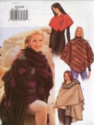 3649 EZ PONCHO, CAPELET, STOLE WRAP FAUX FUR PATTERN XS-M,L-XL