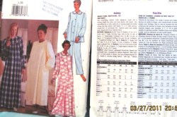 3656 BUTTERICK EZ LONG A-NIGHTGOWN, TOP,  ROBE LENGTHS, PANTS PATTERN L-XL UNCUT