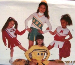 3659 GIRL CHEERLEADER  TOP SLVS OR NOT,SKIRT,UNDIES PATTERN 4-14