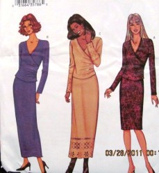 3662 BIAS WRAP KNIT LS TOP,ST SKIRT LENGTHS PATTERN 6-22 3 SIZES