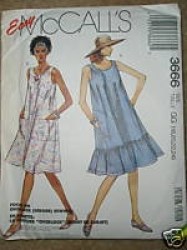 3666 MCCALLS SLEEVELESS TENT SWING DRESS EZ PATTERN  18-24