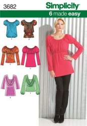 3682 EZ SS-LS PEASANT KNIT TUNICS, TOPS PATTERN 14-22