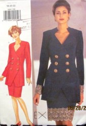 3684 EZ 2 BREASTED LS SHAPED TOP, TAPER SKIRT PATTERN 18-22