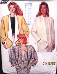 3686 86 LOOSE UNLINED LONG OPEN JACKET PATTERN 6-14,16-22