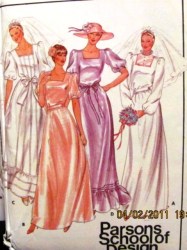 3700 PARSONS BRIDES/MAID SQ NECK SS-LS GOWN PATTERN 14, 16