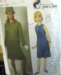 3723 JANE&JANE 60S SLVLSS DRESS,JACKET,BELT PATTERN 12 NO INSTS