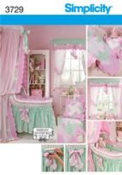 3729  SIMPLICITY NURSERY QUILT, LINENS, BASSINET LINEN, CANOPY, WINDOWS PATTERN