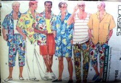3734 MEN'S BEACH SHORTS,PANTS LENGTHS,TANK,SS SHIRT PATTERN XS-M