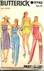 3742  Butterick KNIT STRAPLESS JUMPSUIT LENGTHS,  TUNIC,PANTS PATTERN 16,18 uncut