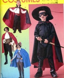 3746 MASK CAPE ZORRO, MUSKETEER, PIRATE,PATTERN S-XL & KIDS