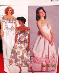3752 LONG EVE BONED STRAPLESS TIED DRESS LENGTHS PATTERN 12-16
