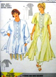 3763 BURDA BEAUTIFUL TUCK SS-LS LOOSE DRESS,SHIRT PATTERN 10-14