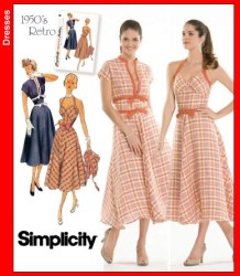 3780 RETRO 1950S FLARE HLTR TIE DRESS, BOLERO PATTERN 6-10
