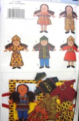 3791 BUTTERICK ETHNIC TRIBAL11.5'' CLOTH DOLLS, CARRIER DOLLHOUSE PATTERN