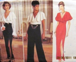 3798 GLAM EVE LONG SLIT EMPIRE DRESS, JUMPSUIT PATTERN 12-16