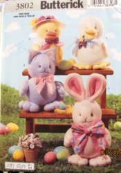 3802 EZ SPRINGTIME KITTEN, BUNNY, CHICKS, DUCKS FLEECE PATTERN