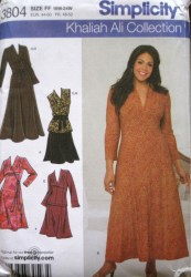 3804 Simplicity ALI STRETCH KNIT DRESS, TOP,  SKIRT, SASH PATTERN 18-24W Uncut