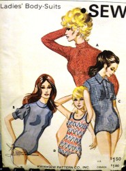 380 381 KWIK SEW MS STRETCH BODYSUIT SLEEVES OR NOT 70 PATTERN 8-18 34-41.5b or 14-18 choice uncut