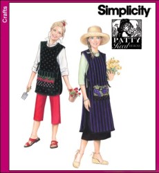 3818 SIMPLICITY SWEET SIDE TIE POCKET GARDEN APRON LENGTHS PATTERN XS-XL