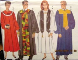 3819 BUTTERICK UNISEX CHOIR LITURGICAL LONG ROBE, COLLAR, SCARF PATTERN XS-XL UNCUT