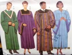 3820 BUTTERICK UNISEX CHOIR LITURGICAL LONG ROBE,COLLAR PATTERN XS-XL uncut