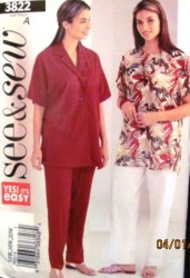 3822 SO EZ SHIRT, SS TOP, PANTS PATTERN 16-20W