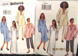 3840 SO EZ A-TUNIC, DRESS, LONG CAFTAN, PANTS PATTERN XS-MD