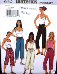 3842 EZ DRAWSTRING PANTS LENGTHS CROP OR NOT PATTERN XS-M,L-XL