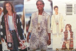 3857 EZ SHAWL COLLAR LONG JACKET,VEST (AFGHAN) PATTERN 6-16