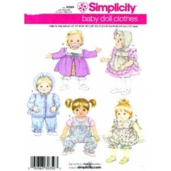 3876  SIMPLICITY 12- 22'' DOLL DRESS, PINAFORE, UNDIES,JACKET, PANTS, HAT PATTERN
