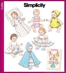 3883 12-14,16-18,20-22'' BABY DOLL CAPE HAT DRESS UNDIES PATTERN