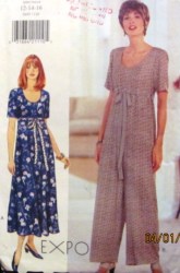3895 EZ LONG TIED EMPIRE DRESS, FLARE JUMPSUIT PATTERN 12-16