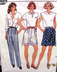 3898 TAPER PANTS, CUFF OR NOT SHORTS 86 PATTERN 8-12, 14-18