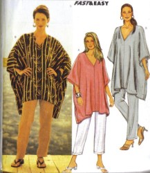 3901 EZ LONGER CAFTAN V-TUNIC TOP,PANTS PATTERN XS-M, L-XL