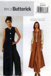 3912 BUTTERICK LONG BUTTON DUSTER LENGTHS, PANTS PATTERN 8-12,14-18, 20-24 choice