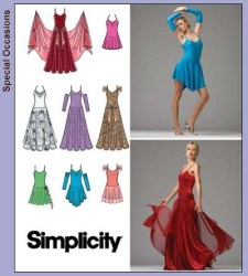 3912 SIMPLICITY ETHEREAL DANCE DRESS, GAUNTLETS, DRAPE, SASH PATTERN 4-12