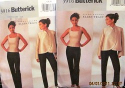 3916 Butterick UNLINED SHAPED JACKET, SHELL TOP, TAPER PANTS 6-22 3 SZS choice uncut