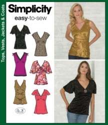 3918 STRETCH KNIT/WOVEN V TOPS SLVS OR NOT PATTERN 14-22