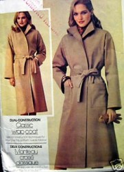 3925 BUTTERICK CLASSY 2 CONSTRUCTION WRAP COAT, BELT PATTERN 12,14,16,18,20