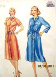 3927 LONGER SS-LS SHIRTWAIST BUTTON DRESS,BELT PATTERN  16-20
