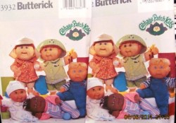 3932 BUTTERICK 12'',16'' CABBAGE PATCH KID DOLL OVERALLS HAT OUTFITS PATTERN UNCUT