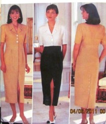 3936 BUTTERICK LONGER COLLAR EMPIRE TUCK TAPER SS DRESS PATTERN 6-16 2 SIZES