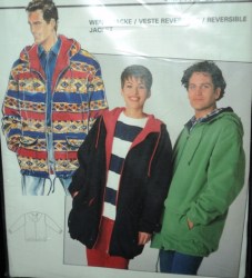 3942 BURDA UNISEX HOODED ZIP REVERSIBLE JACKET PATTERN 34-44,12-22 UNCUT
