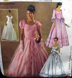3947 MCCALLS DROP WAIST FORMAL FLOOR DRESS, OVERLAY /SKIRT Quinceanera PATTERN 4-10,12-18